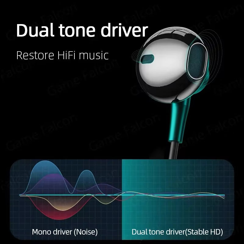 USB-C Wired Earbuds – HiFi Bass Stereo with Mic & Volume Control