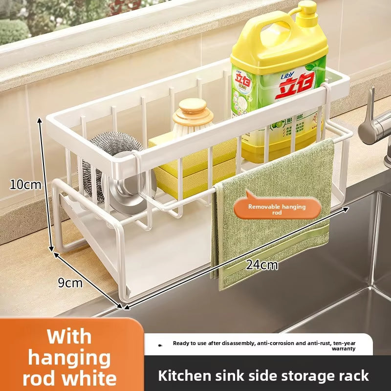 Kitchen Sponge Holder – Sink Drain Rack & Dish Cloth Organizer