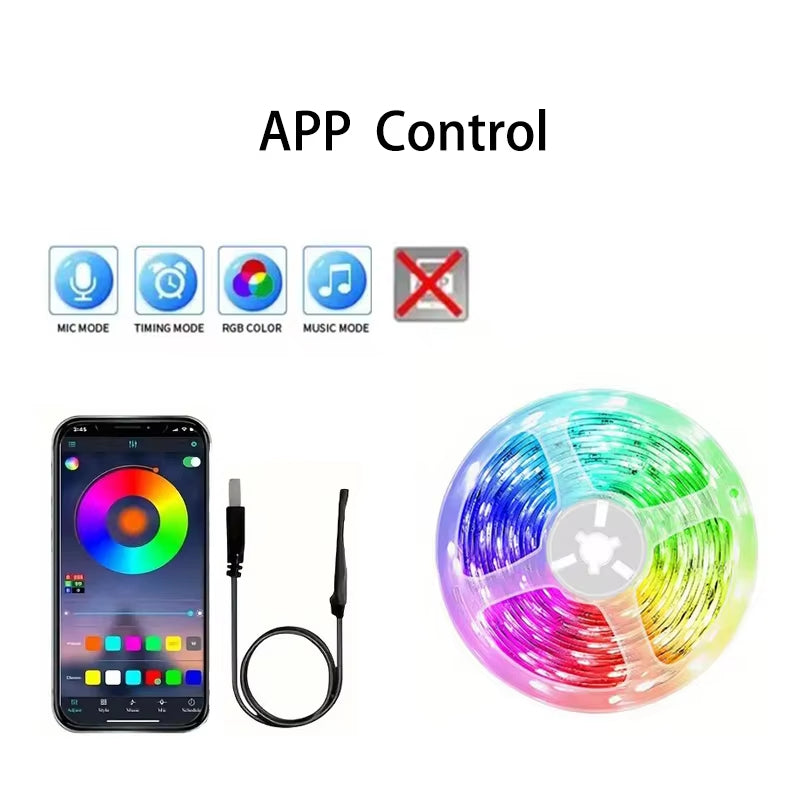 Flexible RGB LED Strip Lights – USB, App-Controlled for Room & TV