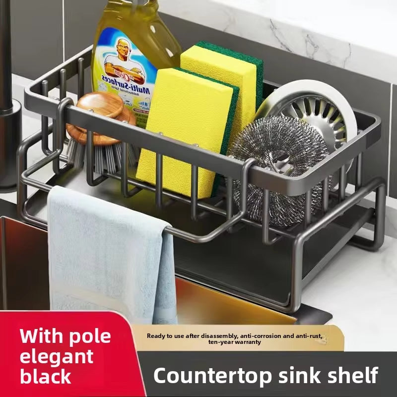 Kitchen Sponge Holder – Sink Drain Rack & Dish Cloth Organizer