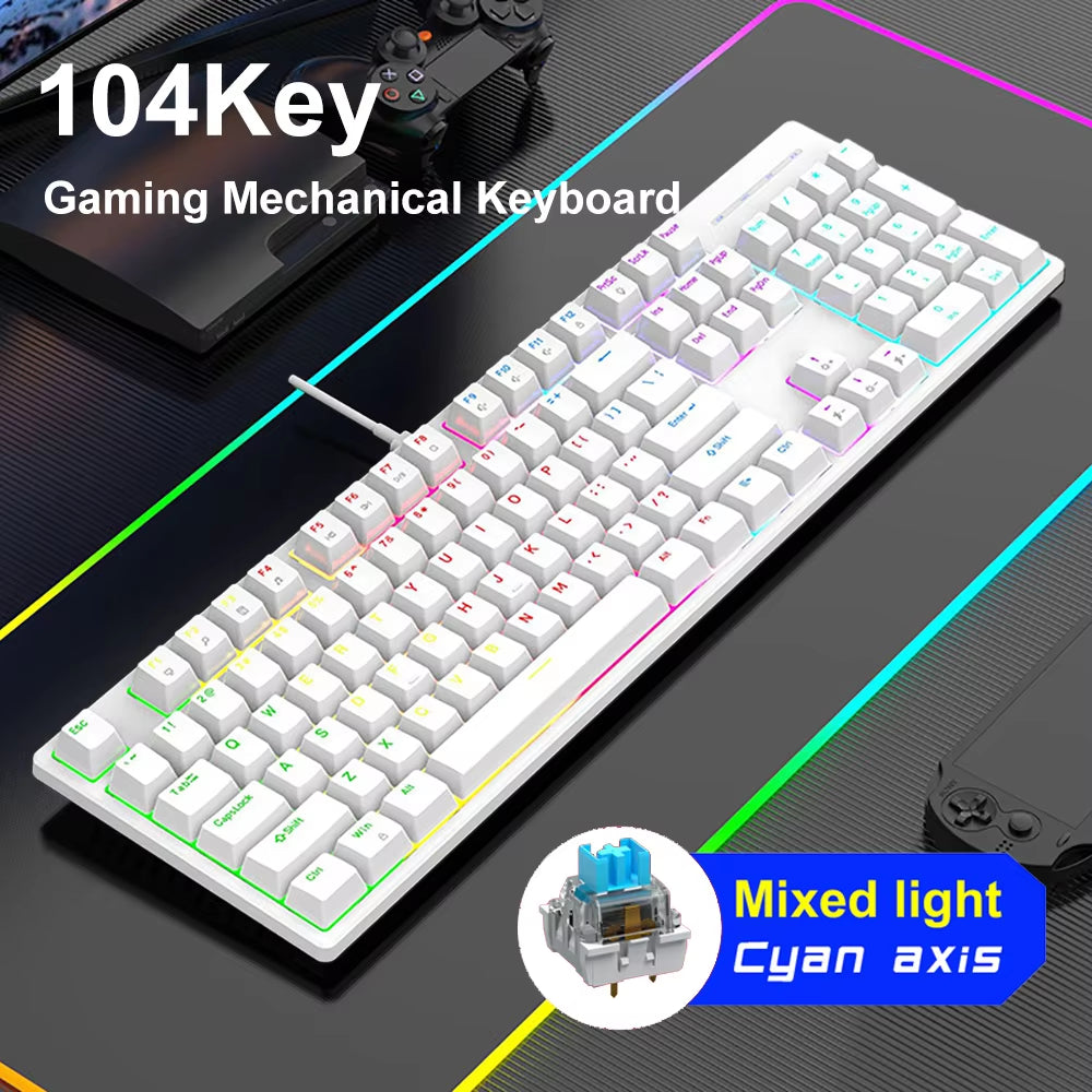 RGB Mechanical Gaming Keyboard – 104-Key, Hot-Swappable, Ergonomic