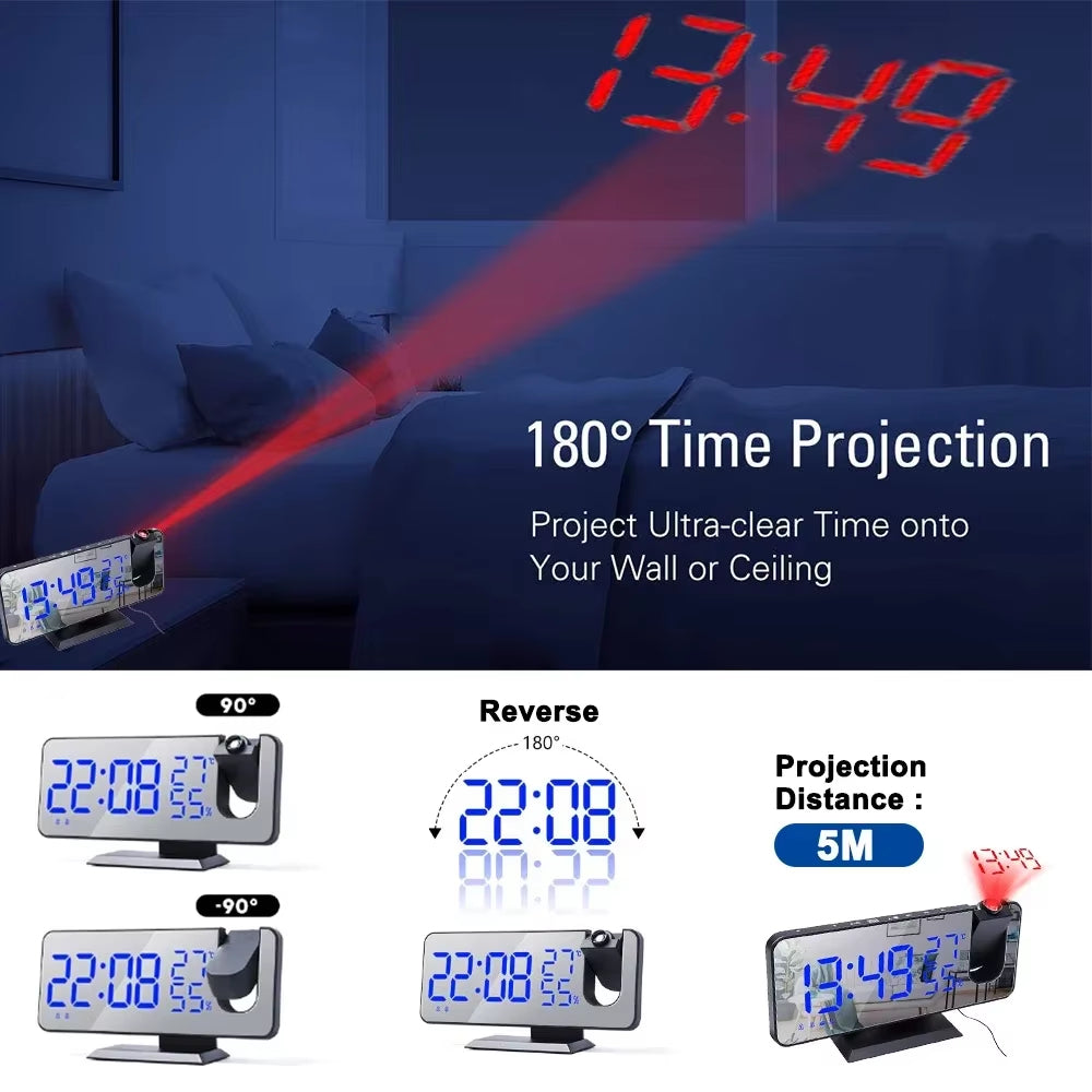 Digital Ceiling Projector Clock – Alarm with FM Radio for Bedroom