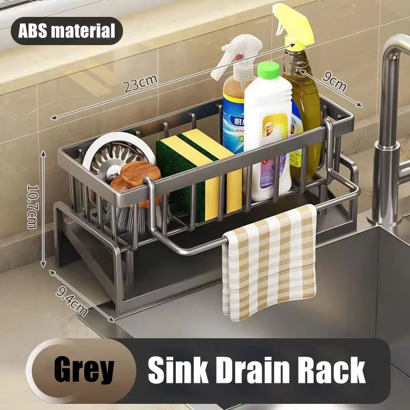 Kitchen Sink Drain Rack Organizer – Self-Draining Soap & Sponge Holder
