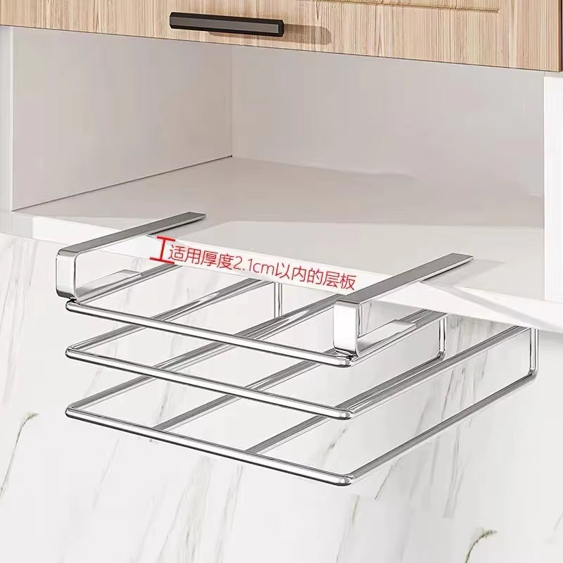 Under Cabinet Cutting Board & Pot Lid Organizer – Stainless Steel Rack
