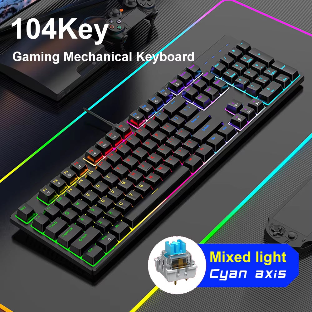 RGB Mechanical Gaming Keyboard – 104-Key, Hot-Swappable, Ergonomic