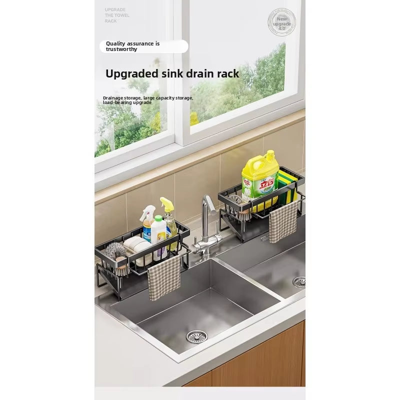 Kitchen Sponge Holder – Sink Drain Rack & Dish Cloth Organizer