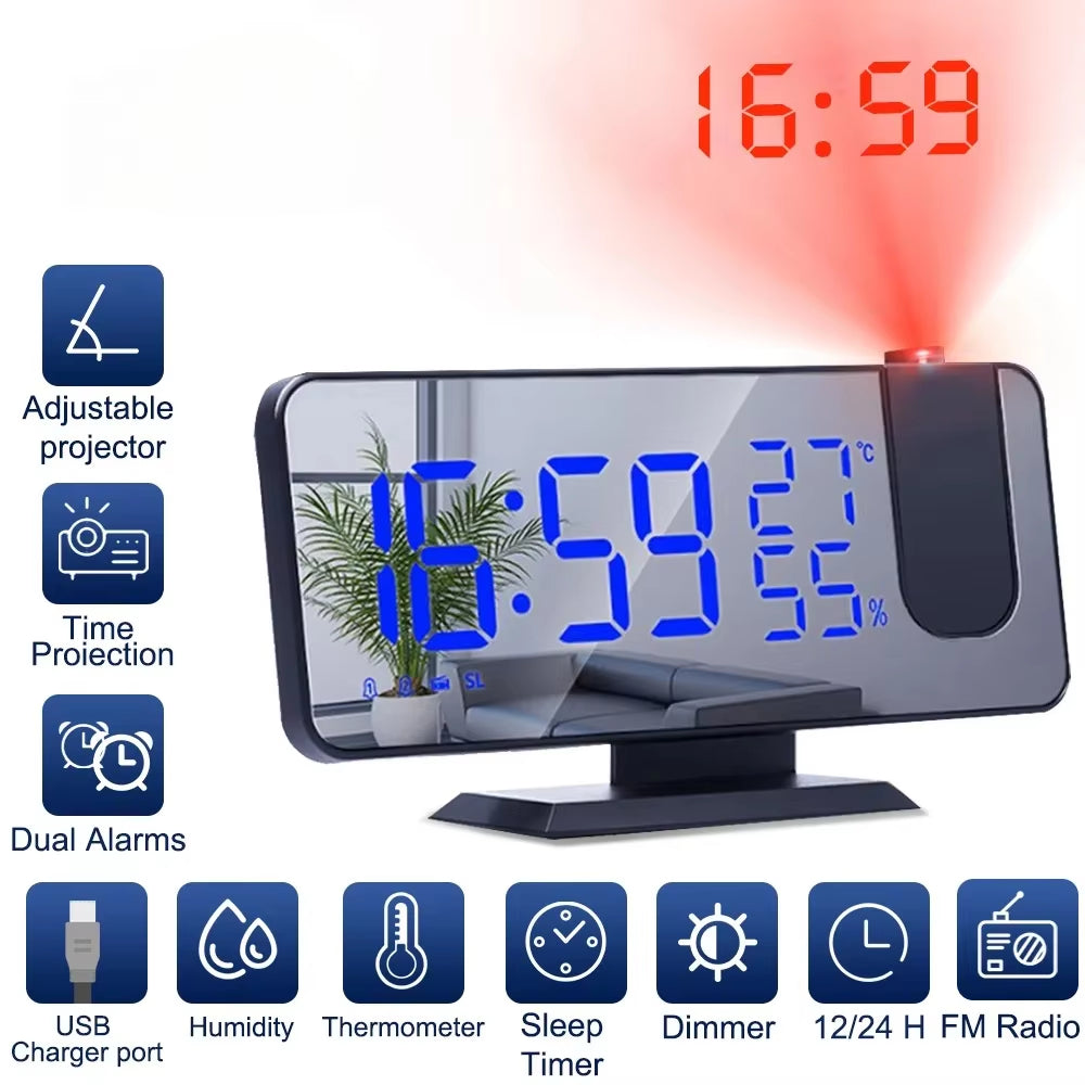 Digital Ceiling Projector Clock – Alarm with FM Radio for Bedroom